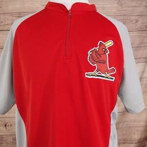 St. Louis Cardinals Shirt Adult XL‎ Red Gray MLB Baseball 1/4 Zip Pullover SGA
